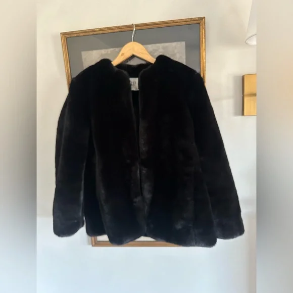 GAP Black Faux Fur Puffer Teddy Coat sz S - Picture 7 of 9